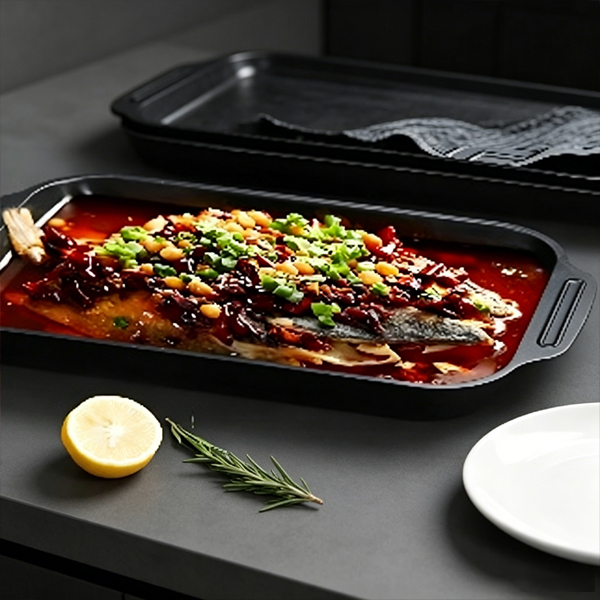 High temperature resistant food grade non-stick pre-coated plate grilled fish dish substrate