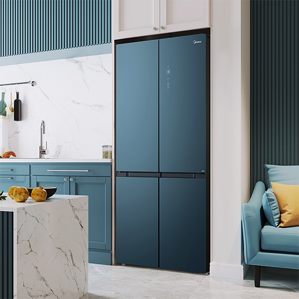 Blue refrigerator panel